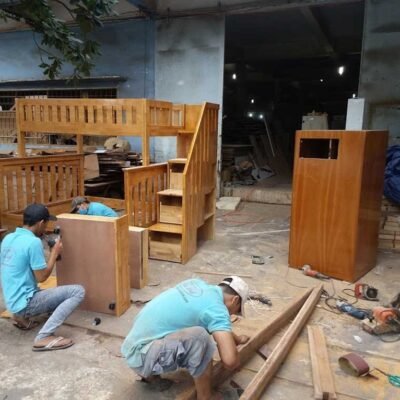 Giường tầng gỗ cao su MS 9080 Giường tầng gỗ cao su MS 9080