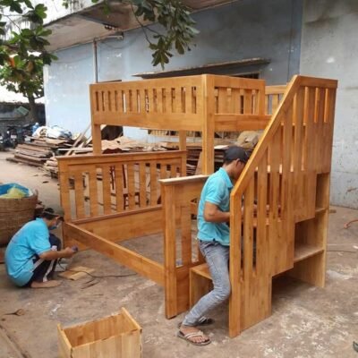 Giường tầng gỗ cao su MS 9080 Giường tầng gỗ cao su MS 9080