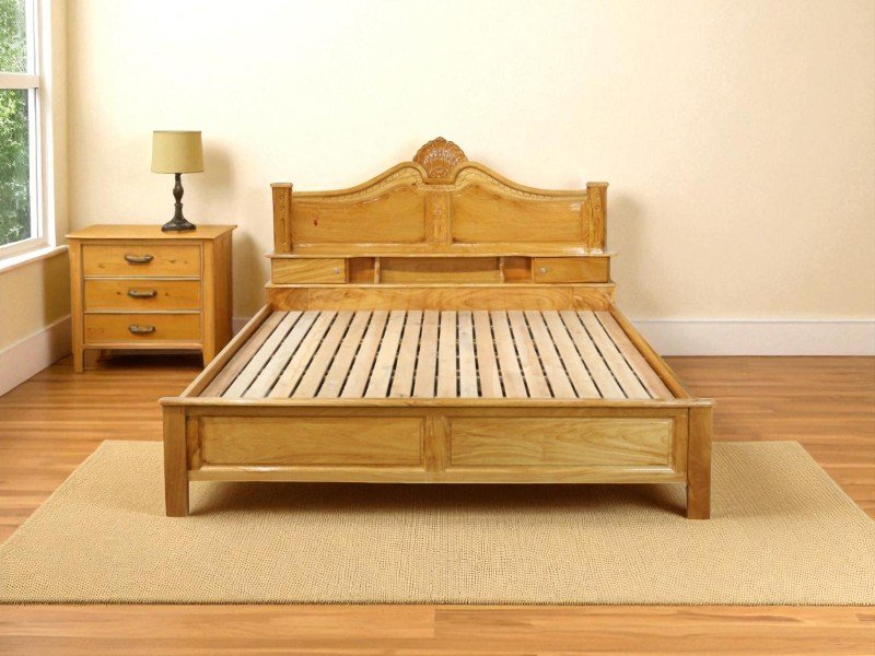 Giường cao cấp gỗ hương đá tự nhiên kiểu tân cổ điển cho phòng ngủ