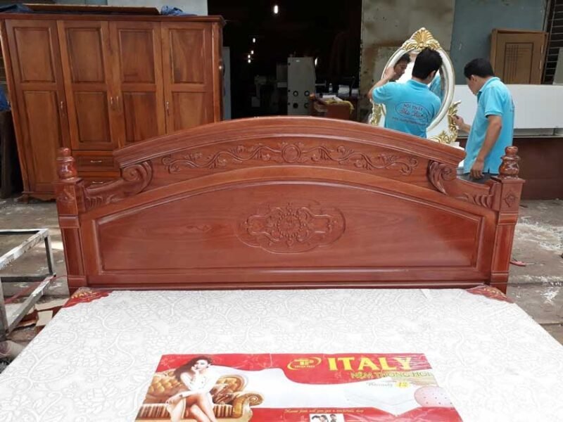 Giường gỗ tự nhiên MS 9248 Giá bán = 14.500.000 đ - Tặng 1 tấm nệm cao su non American - Ảnh 4