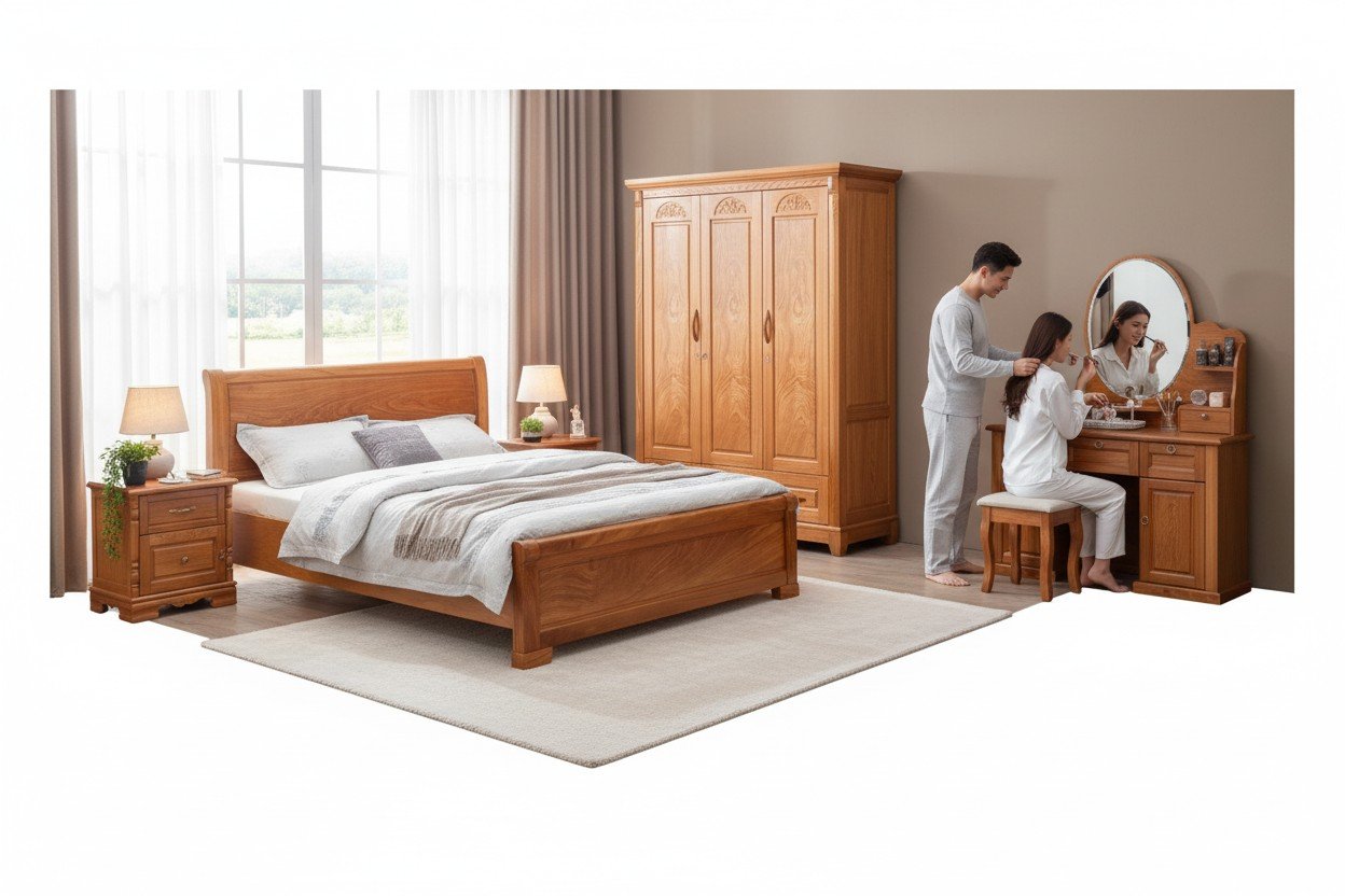 Bộ phòng ngủ gỗ MFC phong cách tối giản Scandinavian