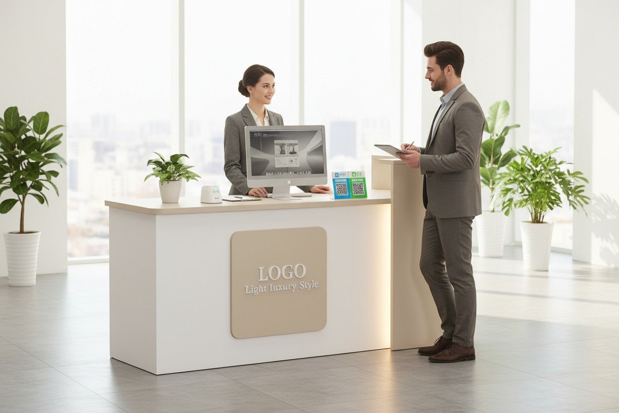 Bàn Lễ Tân Tính Tiền - Giải Pháp Hoàn Hảo Cho Không Gian Kinh Doanh Hiện Đại 24 Mẫu bàn lễ tân tính tiền chữ L cho khách sạn