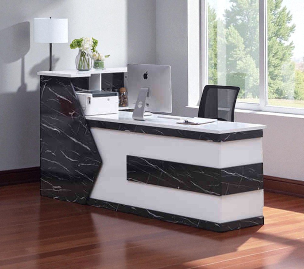 Mẫu bàn tiếp tân đẹp hình chữ L gỗ công nghiệp cao cấp