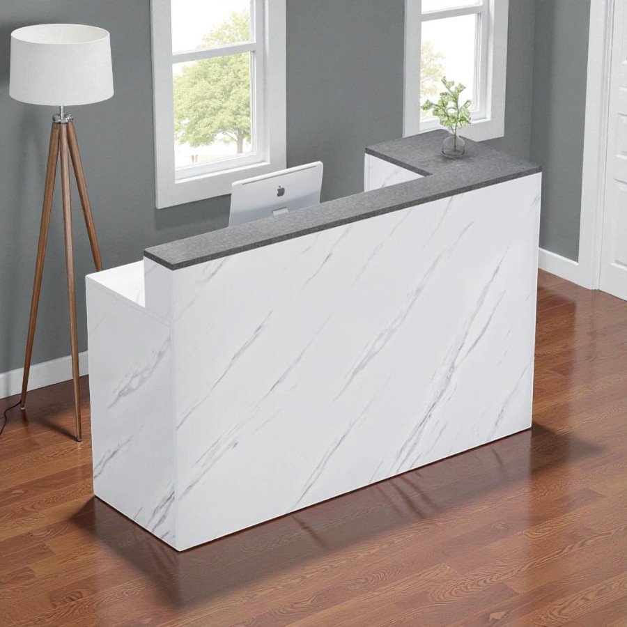 Bàn tiếp tân đẹp hiện đại màu trắng cho văn phòng công ty