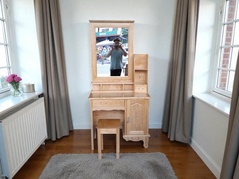 Bàn trang điểm sang trọng gỗ óc chó phong cách tân cổ điển