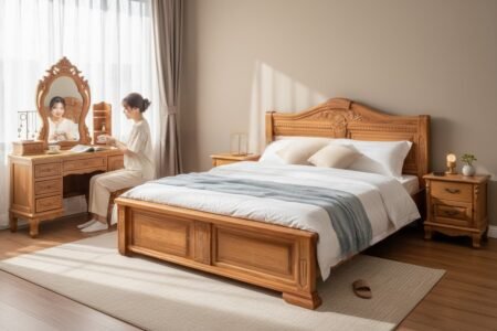 Bộ phòng ngủ giá rẻ gỗ công nghiệp màu trắng hiện đại