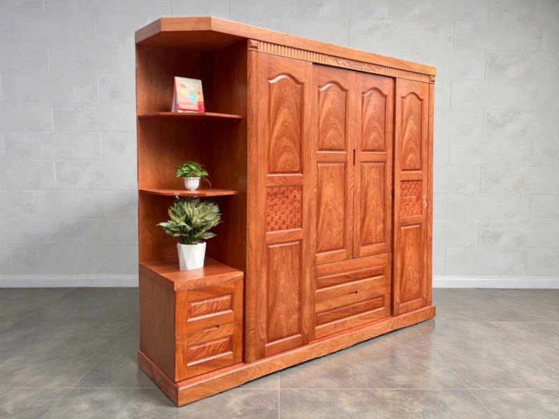 ủ quần áo bằng gỗ xoan đào 4 cánh đẹp hiện đại giá rẻ tại Thái Bình