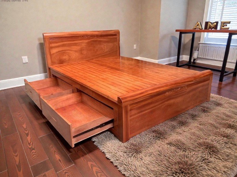 Mẫu giường ngủ hiện đại giá rẻ có ngăn kéo thông minh