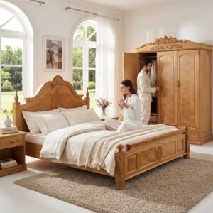 Giường ngủ nội thất gỗ tự nhiên đẹp hiện đại cho phòng ngủ