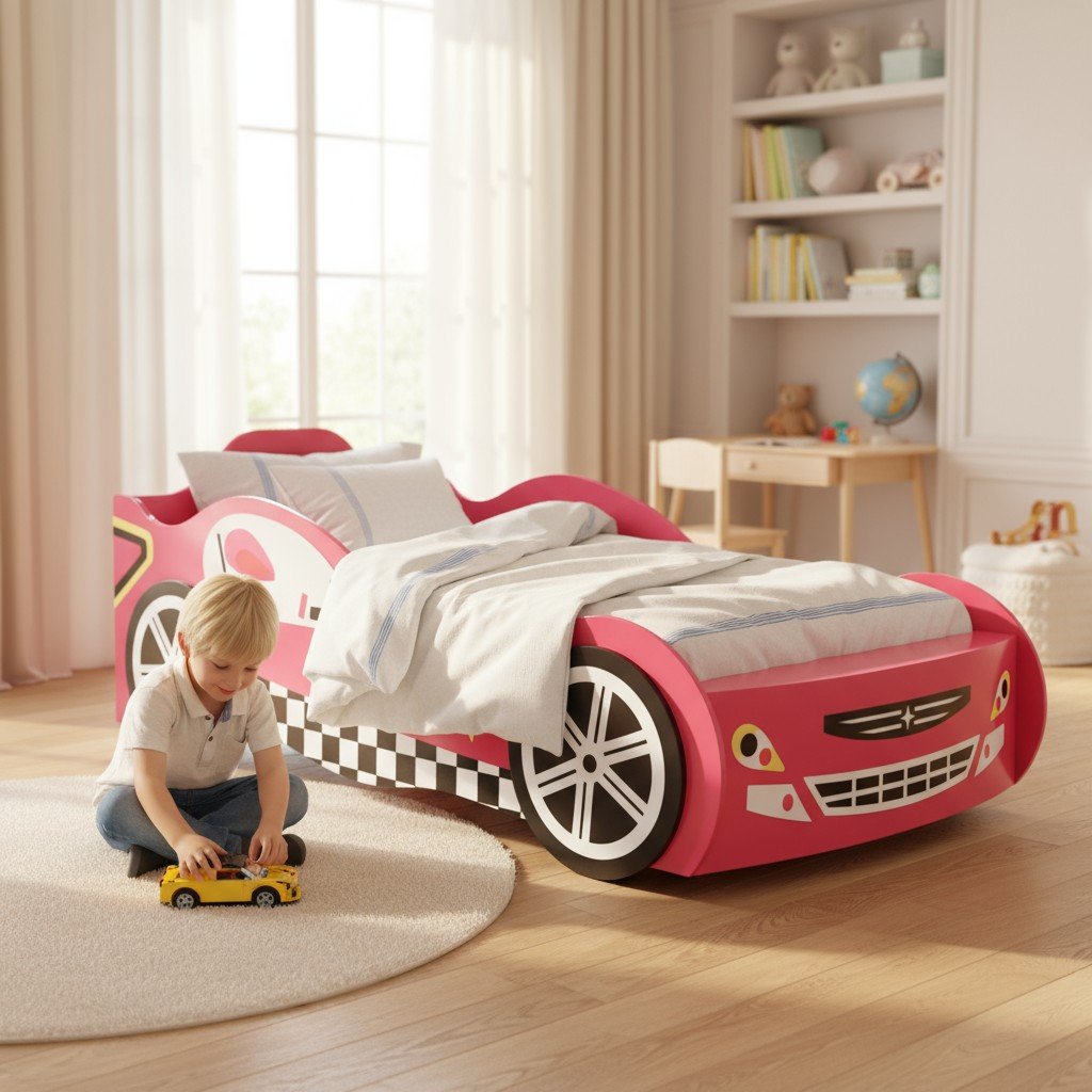 Giường xe cứu hỏa màu đỏ cho bé trai cá tính mạnh mẽ