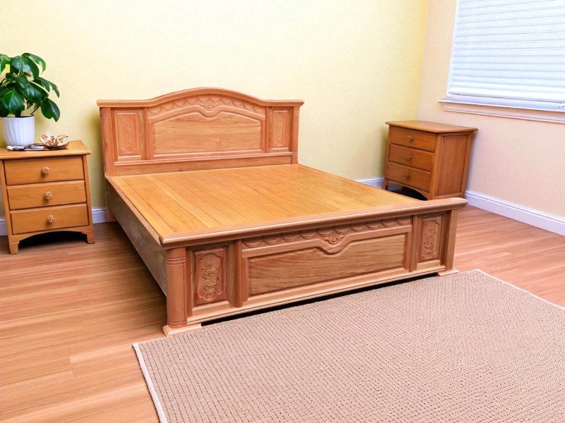 Mẫu Giường Gỗ Đẹp - Top 50+ Thiết Kế Sang Trọng Cho Phòng Ngủ 2025 15 Giường gỗ tự nhiên