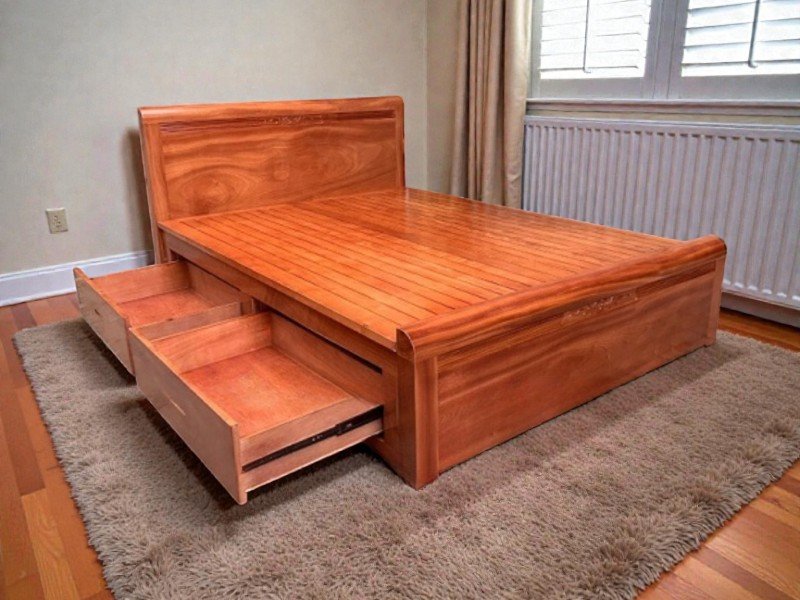 Giường gỗ tự nhiên giá rẻ