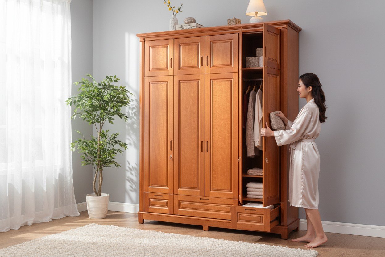 Tủ áo gỗ HCM tự nhiên cao cấp bảo hành