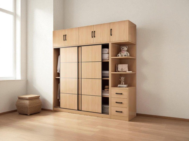 Tủ áo cao cấp gỗ óc chó thiết kế hiện đại sang trọng cho phòng ngủ