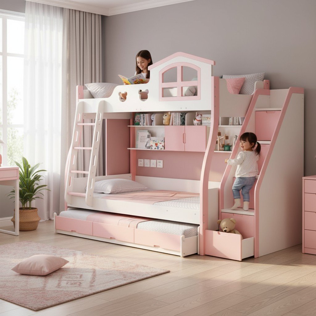 Giường tầng trẻ em gỗ tự nhiên an toàn tại TPHCM