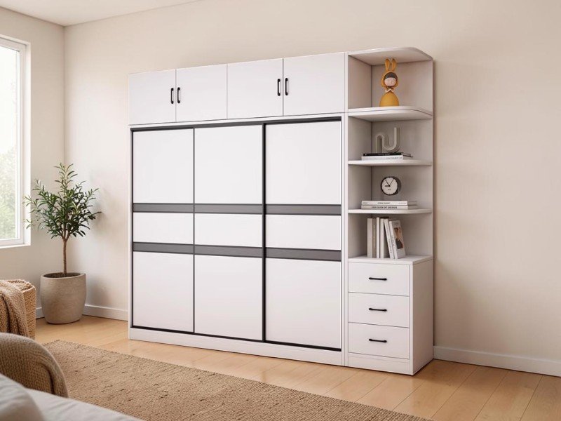 Tủ quần áo cửa lùa hiện đại đóng theo kích thước cho khách Quận 6