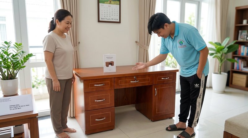 Cận cảnh cạnh nẹp và bề mặt Melamine bàn văn phòng 9743