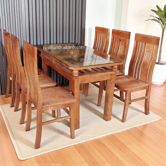 Bộ bàn ăn gỗ xoan đào MS 9752 4 Bộ bàn ăn gỗ xoan đào