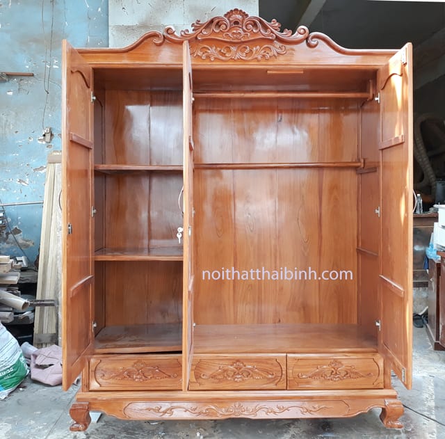 Tủ quần áo bằng gỗ gõ đỏ