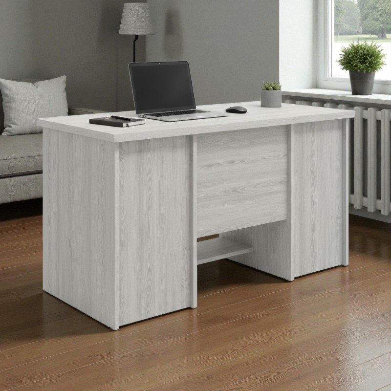 Bàn làm việc MFC giá rẻ màu xám vân gỗ kích thước 1m4