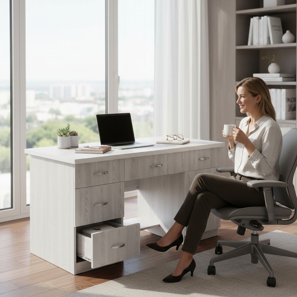 Mẫu bàn làm việc bằng gỗ công nghiệp MFC hiện đại