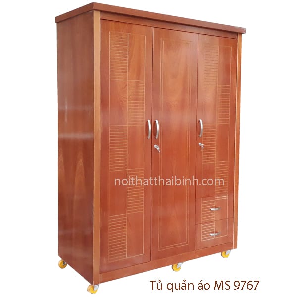 Tủ quần áo gỗ công nghiệp phủ vân gỗ tự nhiên