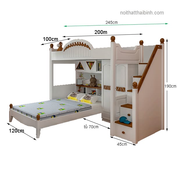 Kích thước bộ nội thất phòng ngủ cho bé