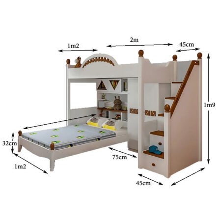 Bộ nội thất giường tầng cho bé MS 9814 9 Bộ Nội Thất Phòng Ngủ Cho Bé