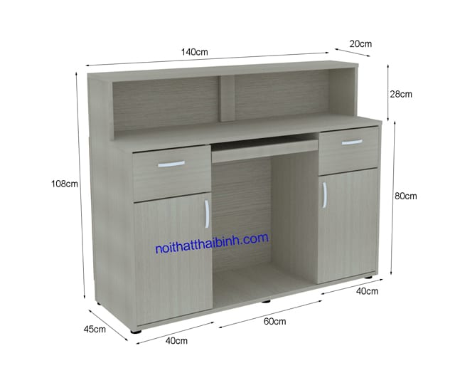Quầy lễ tân hiện đại MS 9835 Giá 1m4 = 4.900.000 6 Kích thước quầy lễ tân hiện đại tphcm