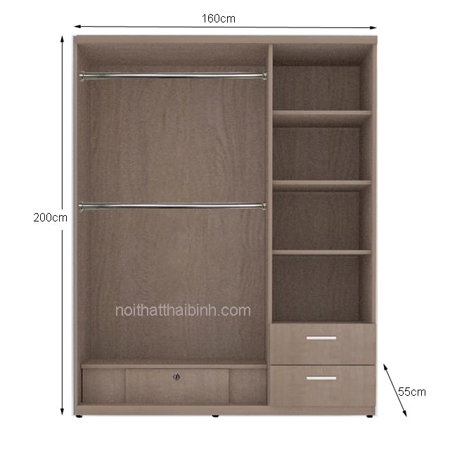 Tủ quần áo mfc cao cấp MS 9816 Giá 1m4 = 5.500.000 6 Kích thước tủ quần áo mfc cao cấp