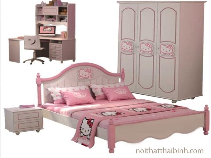 Bộ giường ngủ Hello Kitty siêu dễ thương giá lại rẻ