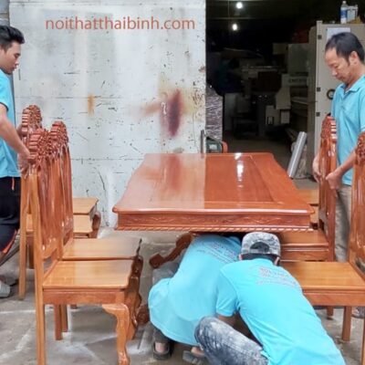 Bộ bàn ăn gõ đỏ 8 ghế MS 9869 Bộ bàn ăn gõ đỏ 8 ghế MS 9869