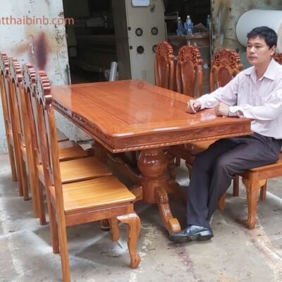 Bộ bàn ăn gõ đỏ 8 ghế MS 9869 Bộ bàn ăn gõ đỏ 8 ghế MS 9869