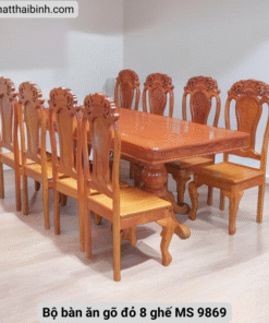 Bộ bàn ăn gõ đỏ 8 ghế