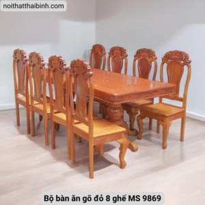 Bộ bàn ăn gõ đỏ 8 ghế
