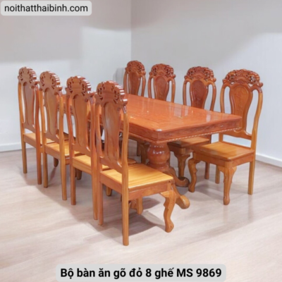 Bộ bàn ăn gõ đỏ 8 ghế MS 9869 Bộ bàn ăn gõ đỏ 8 ghế