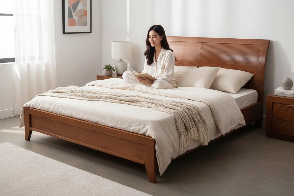 Giường ngủ giá rẻ đẹp tại tphcm MS 9885 11 Giường ngủ giá rẻ đẹp tại TPHCM bằng gỗ MDF cao cấp