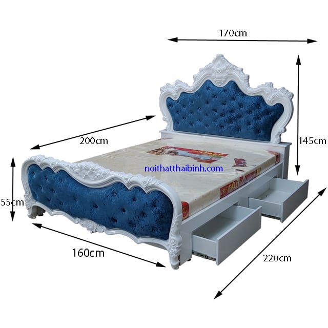 Kích thước giường ngủ hiện đại có ngăn kéo
