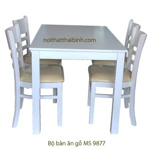 Bộ bàn ăn gỗ màu trắng