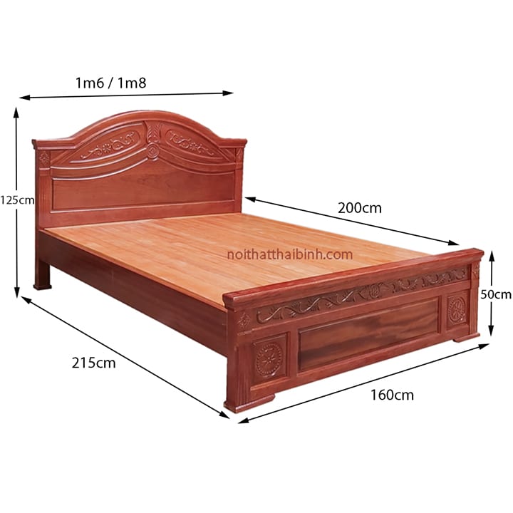Kích thước giường ngủ gỗ tự nhiên đẹp cao cấp 9900