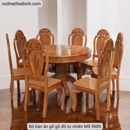 Bộ bàn ăn gỗ gõ đỏ tự nhiên MS 9685 - Ảnh 7