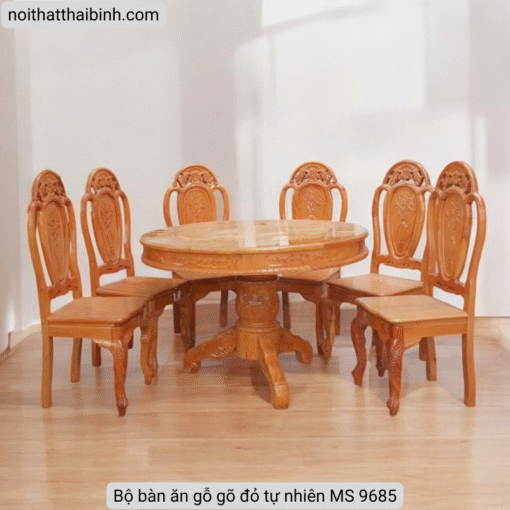 Bộ bàn ăn gỗ gõ đỏ tự nhiên MS 9685 - Ảnh 6