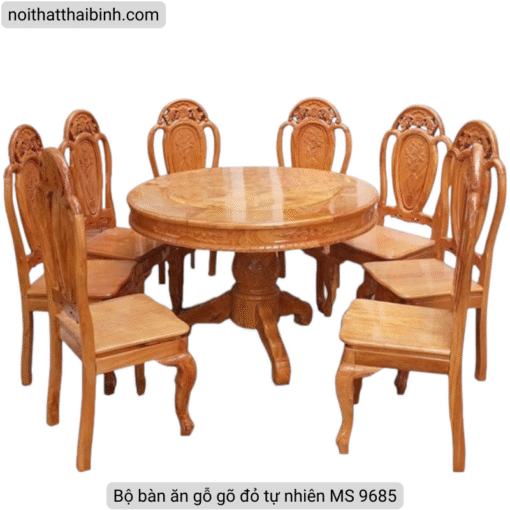 Bộ bàn ăn gỗ gõ đỏ tự nhiên MS 9685 - Ảnh 2