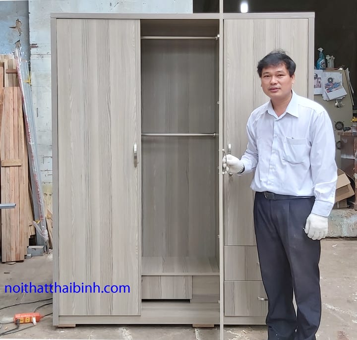 Tủ quần áo hiện đại gỗ công nghiệp melamine
