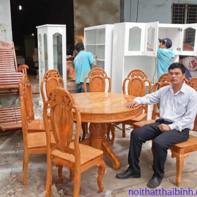 Bộ bàn ăn gỗ gõ đỏ tự nhiên MS 9685