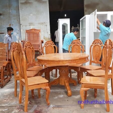 Bộ bàn ăn gỗ gõ đỏ tự nhiên MS 9685