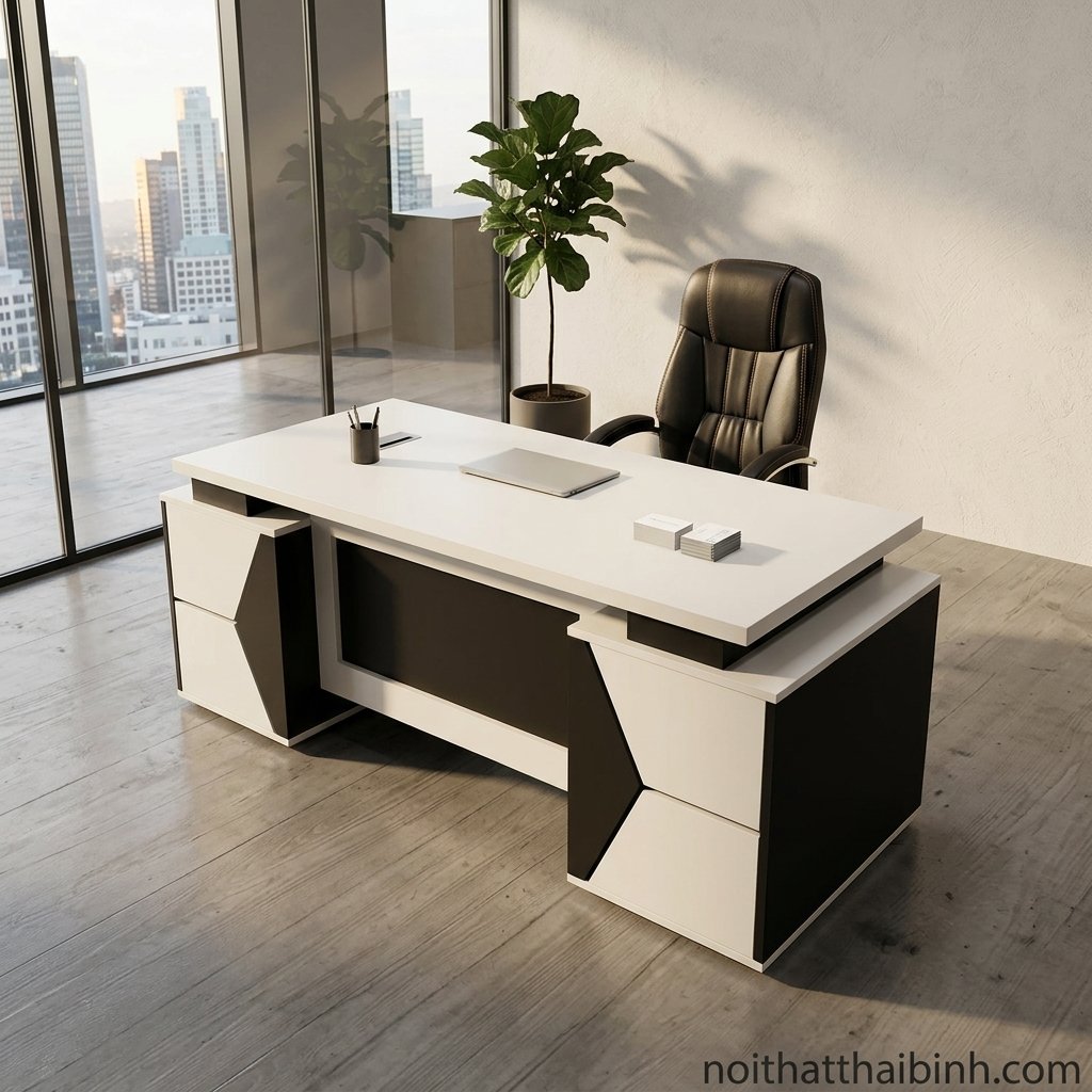 Cách Chọn Bàn Làm Việc Gỗ Bền: 7 Tiêu Chí Vàng 2026 Bàn làm việc gỗ xoan đào kết hợp hộc tủ kéo