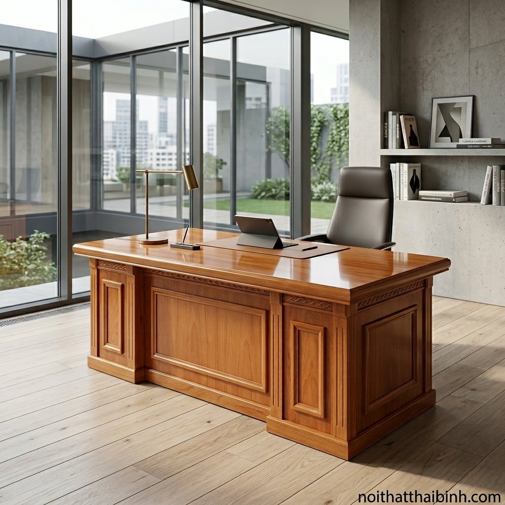 Cách Chọn Bàn Làm Việc Gỗ Bền: 7 Tiêu Chí Vàng 2026 Bàn làm việc gỗ công nghiệp MDF phủ melamine cao cấp