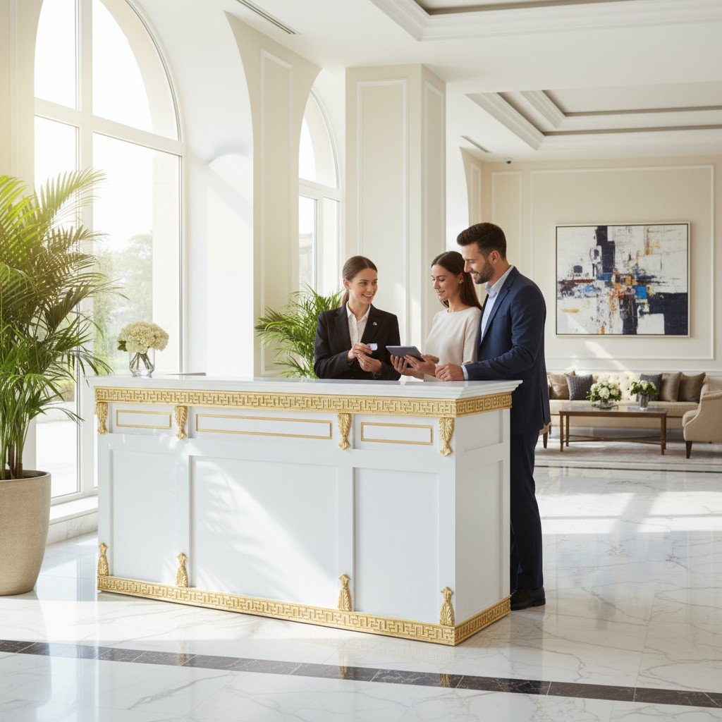 Mẫu quầy tiếp tân đẹp giá rẻ hiện đại cho văn phòng công ty