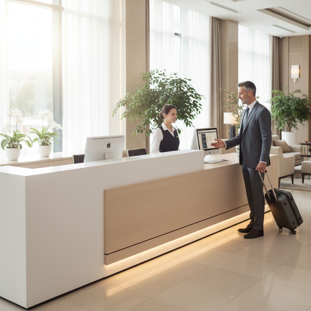 Quầy lễ tân bo cong hiện đại giá rẻ cho spa thẩm mỹ